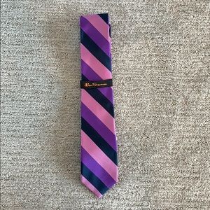 Brand new Ben Sherman pink purple navy striped tie
